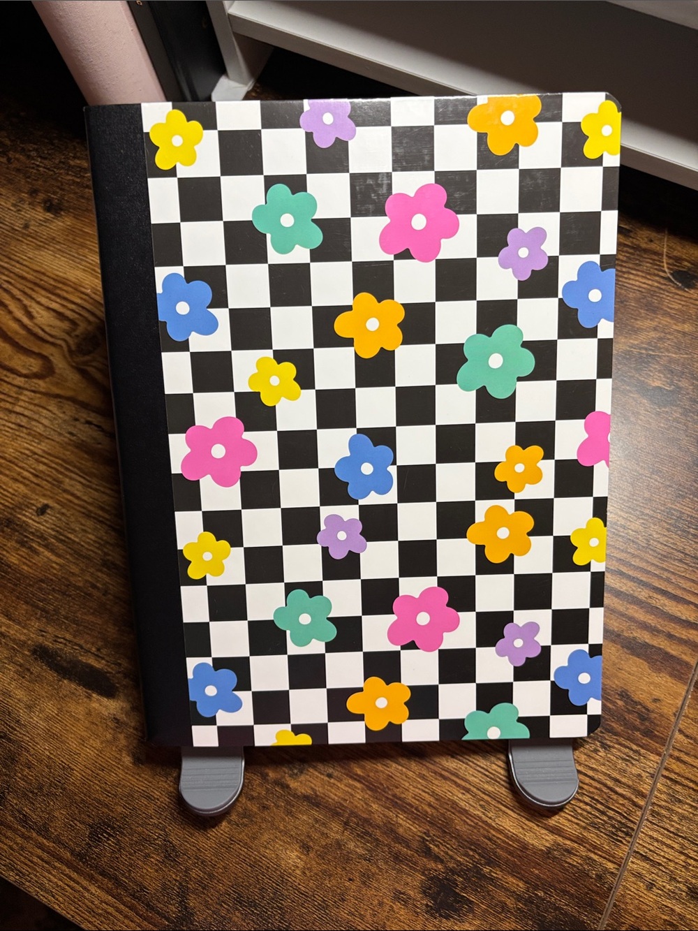 Checkerboard Floral Journal Notebook - Multicolor Flowers